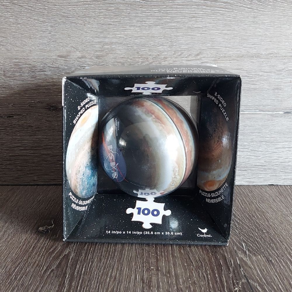 NASA 100 Piece 2-Sided Shaped Puzzle, NIB, 1 Side Jupiter, 1 Side NASA Logo